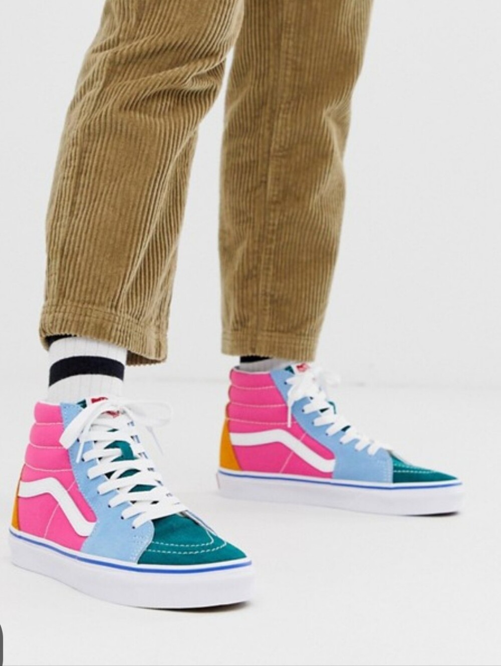 Vans Sk8-Hi Men’s High-Top Sneakers in Pink, Blue, Teal and Yellow